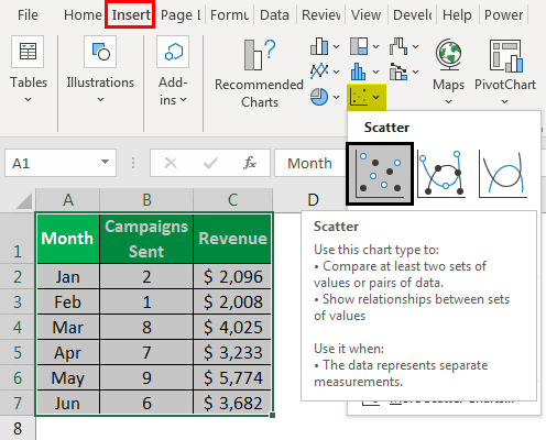 3D Scatter Plot in Excel Example 1