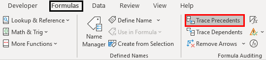 Auditing Tools In Excel Example 1-2