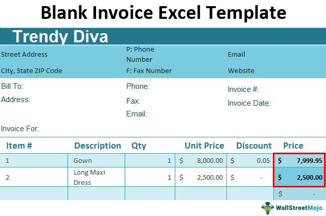 Blank Invoice Excel Template