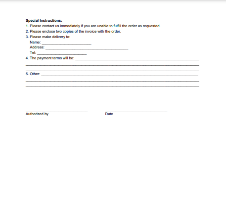 Blanket Purchase Order Template 1