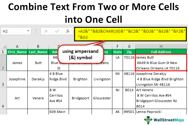 Combine Text From Two or More Cells into One Cell