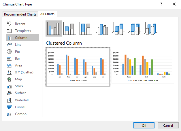 Comparison Chart - Change Chart Type