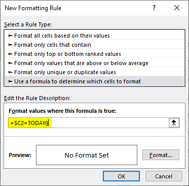 Conditional Formatting For Dates Example 1-4