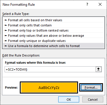 Conditional Formatting For Dates Example 1-5