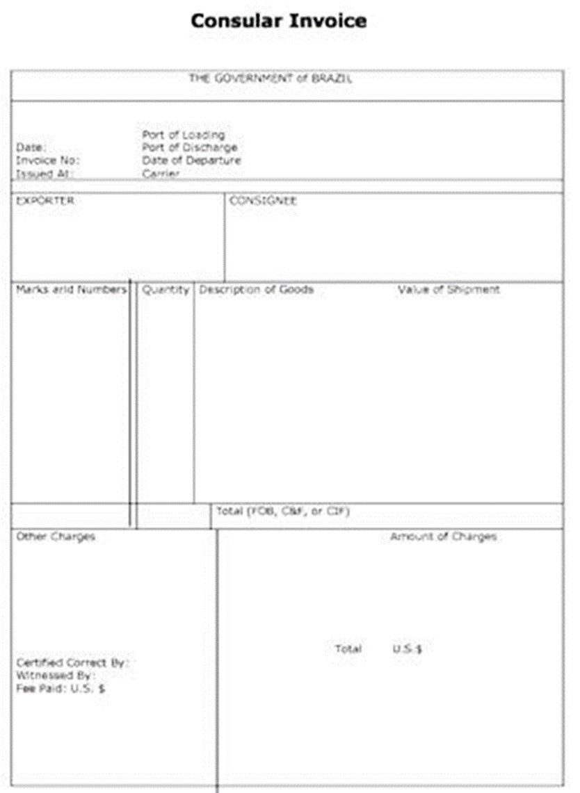 Consular Invoice Sheet