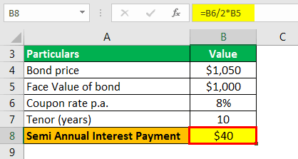 Cost of Debt - semi-annual interest payment