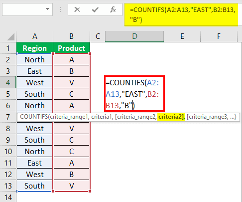 Countifs Function in Excel Example 1.5