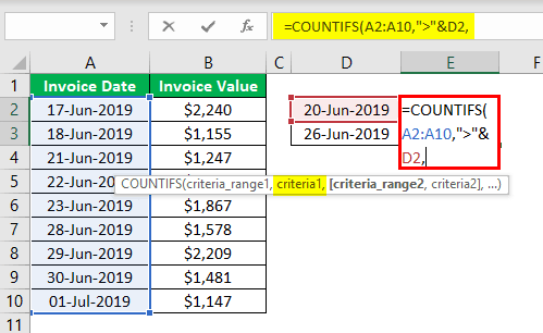 Countifs Function in Excel Example 4.5