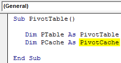 Create Pivot Table in VBA - Step 2