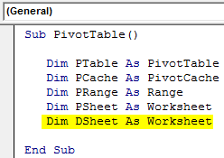 Create Pivot Table in VBA - Step 5