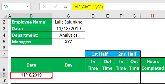 Creating Excel Timesheet from Scratch - Step 3