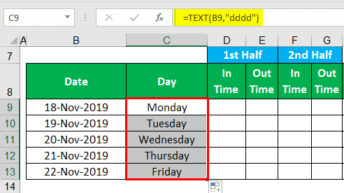 Creating Excel Timesheet from Scratch - Step 5