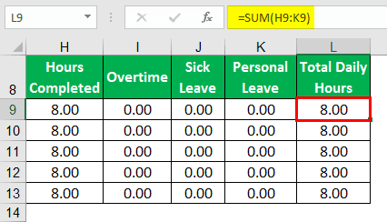 Creating Excel Timesheet from Scratch - Step 9