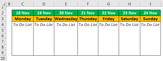 Creating a Weekly Planner Template Example 2-4