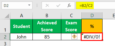 Div-0! Error in Excel 1-2