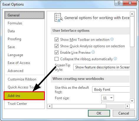 Enable Solver in Worksheet Step 2