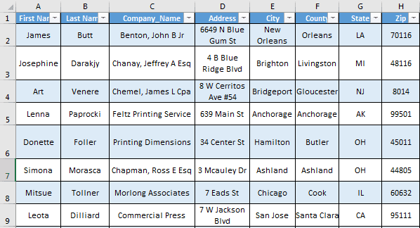 Excel Database Template Example 2-2