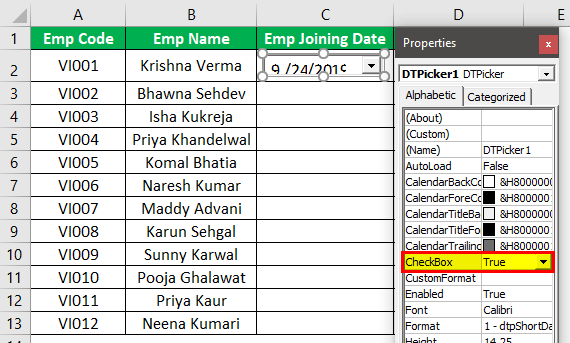 Excel Date Picker Example 1-8