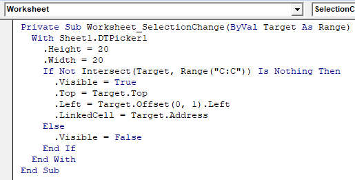 Excel Date Picker Example 1-9