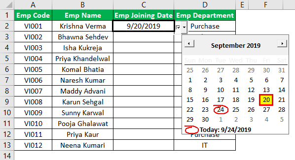 Excel Date Picker Example 2-1