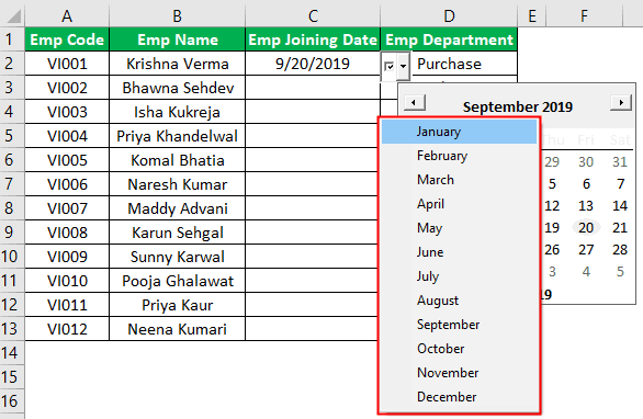 Excel Date Picker Example 2-3