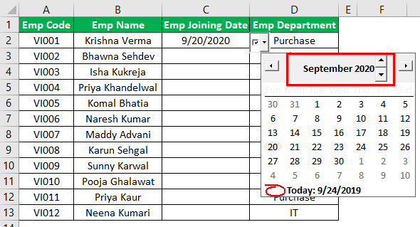 Excel Date Picker Example 2-4