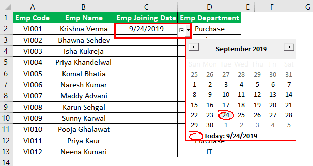 Excel Date Picker Example 2