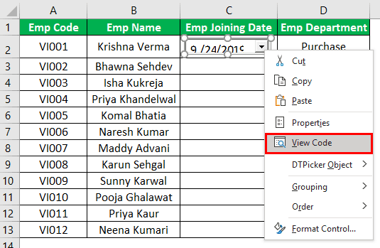 Excel Date Picker