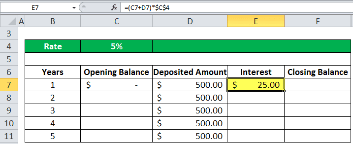 FV Function In Excel Example 1-1