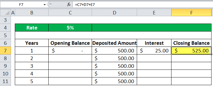 FV Function In Excel Example 1-2