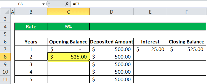 FV Function In Excel Example 1-3