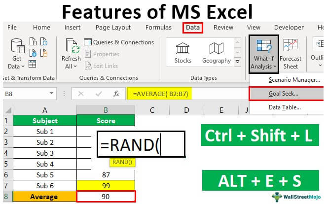 Features Of MS Excel