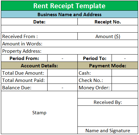 Free Rent Receipt Template