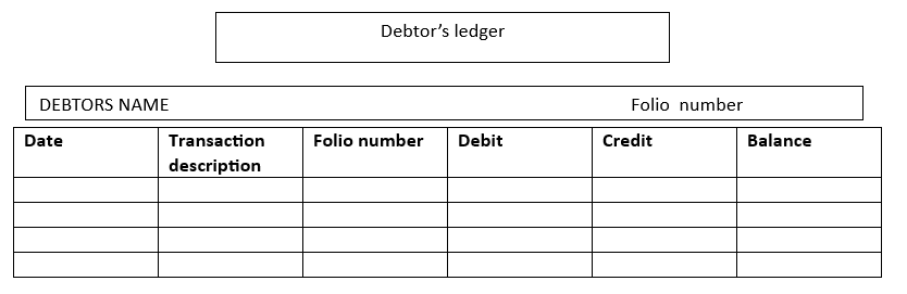 General Format of Debtor Ledger