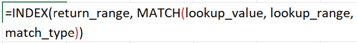 INDEX and MATCH Syntax