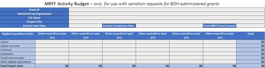 MRFF Activity Budget