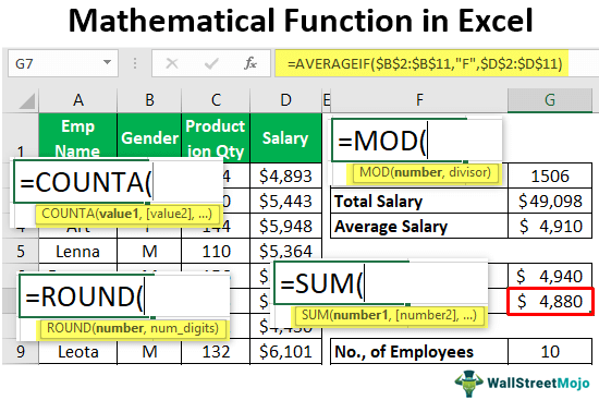 Mathematical Function In Excel