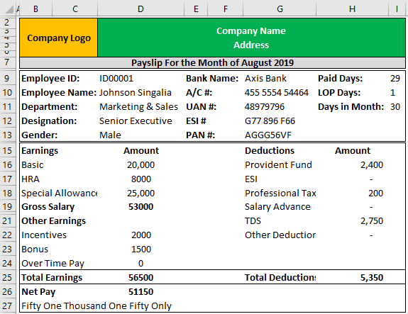 Pay Slip Template Example - step 10