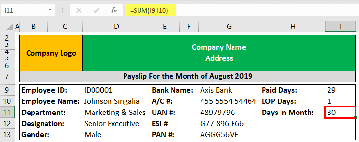 Pay Slip Template Example - step 5