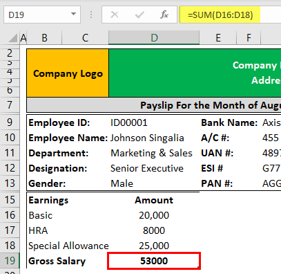 Pay Slip Template Example - step 6