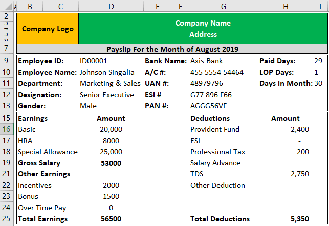 Pay Slip Template Example - step 8