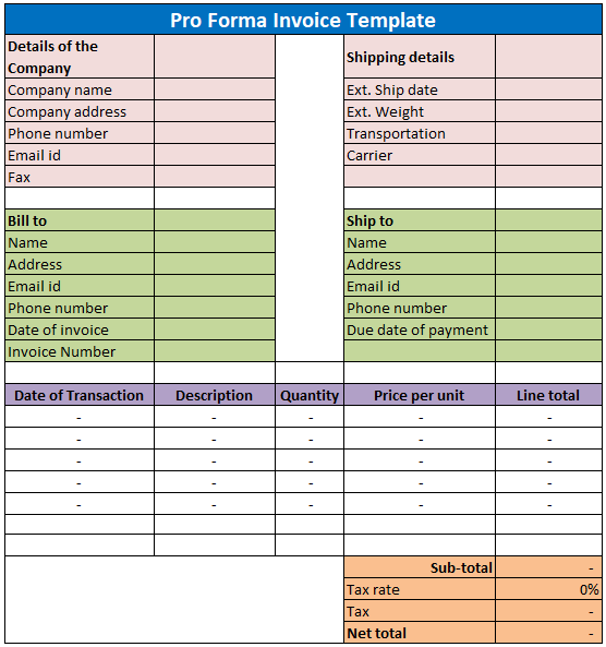 Pro Forma Invoice Template