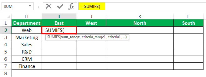 SUMIFS in Excel Example 2-1