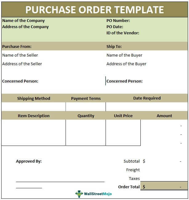 Sample Purchase Order Template