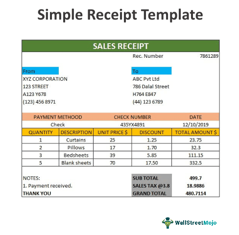 Simple Receipt Template