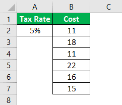 $ Symbol in Excel Example 1