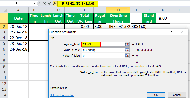 Time sheet Calculator Example 2 - Step 10