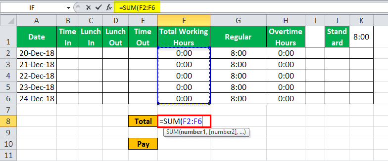 Time sheet Calculator Example 2 - Step 13