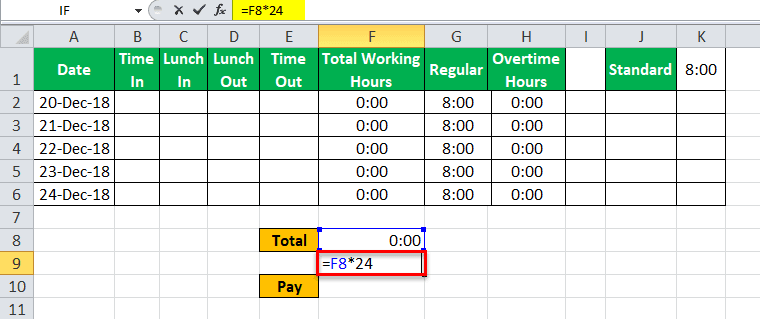 Time sheet Calculator Example 2 - Step 14