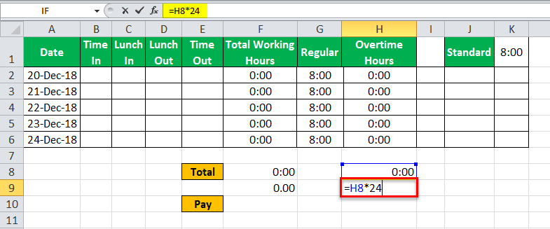 Time sheet Calculator Example 2 - Step 15